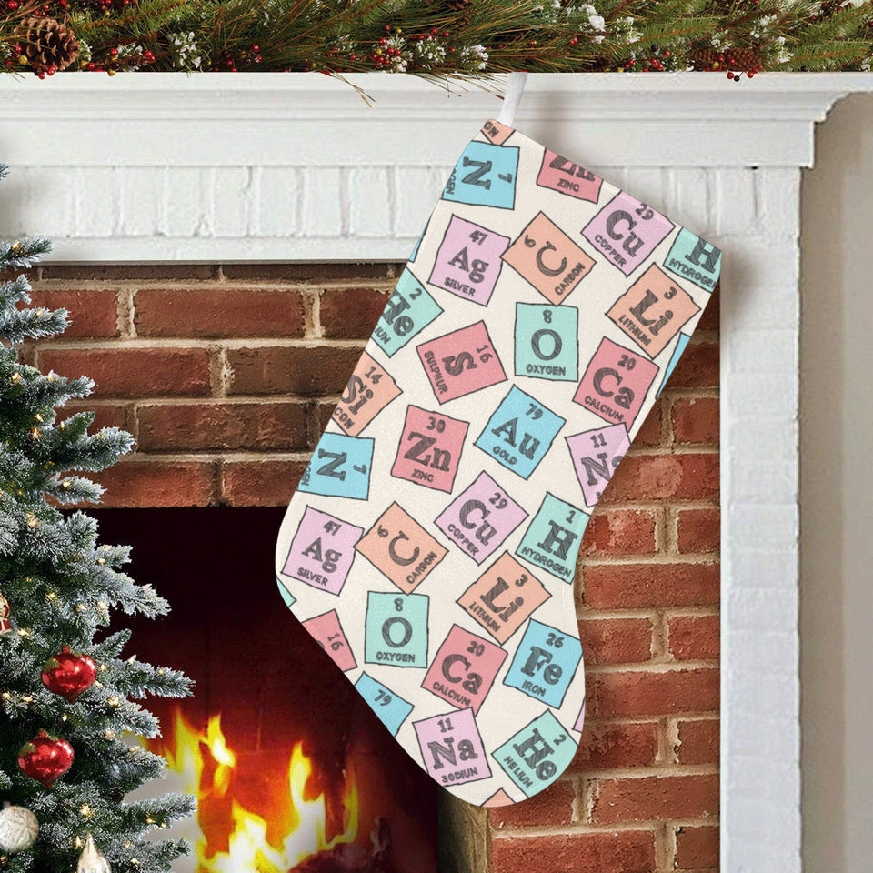Chemistry Periodic Table Pattern Print Design 02 Christmas Stocking