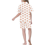 Sausage Pattern Print Design 05 Kids' Boys' Girls' V-Neck Short Pajama Set