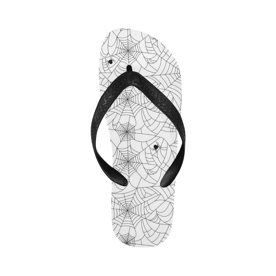 Spider web cobweb pattern white background Unisex Flip Flops