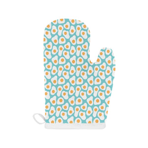 Fried Eggs Pattern Print Design 04 Heat Resistant Oven Mitts