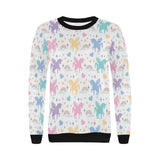 colorful unicorn rainbow heart pattern Women's Crew Neck Sweatshirt