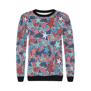 Hand drawn colorful starfish Women's Crew Neck Sweatshirt