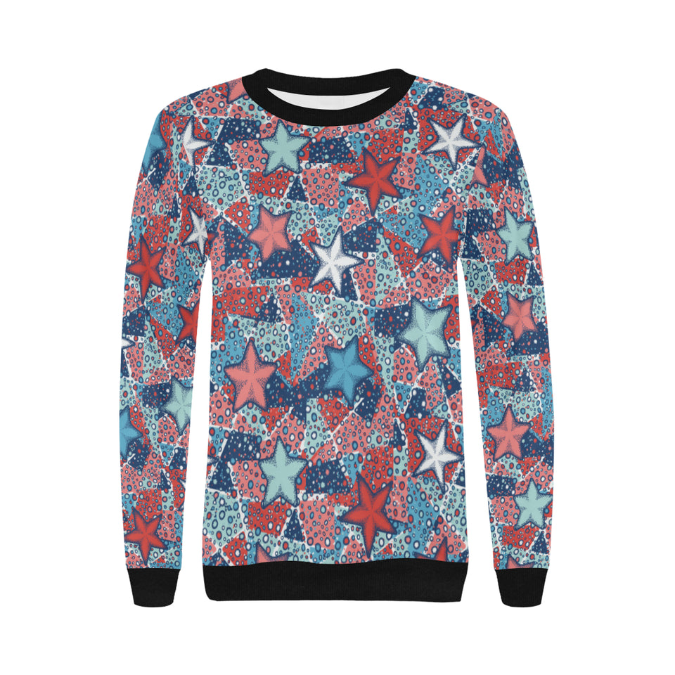 Hand drawn colorful starfish Women's Crew Neck Sweatshirt
