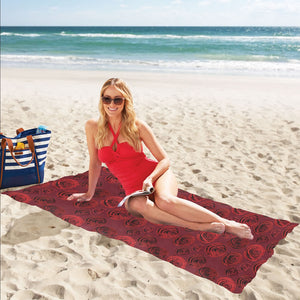 Rose Pattern Print Design 03 Beach Towel
