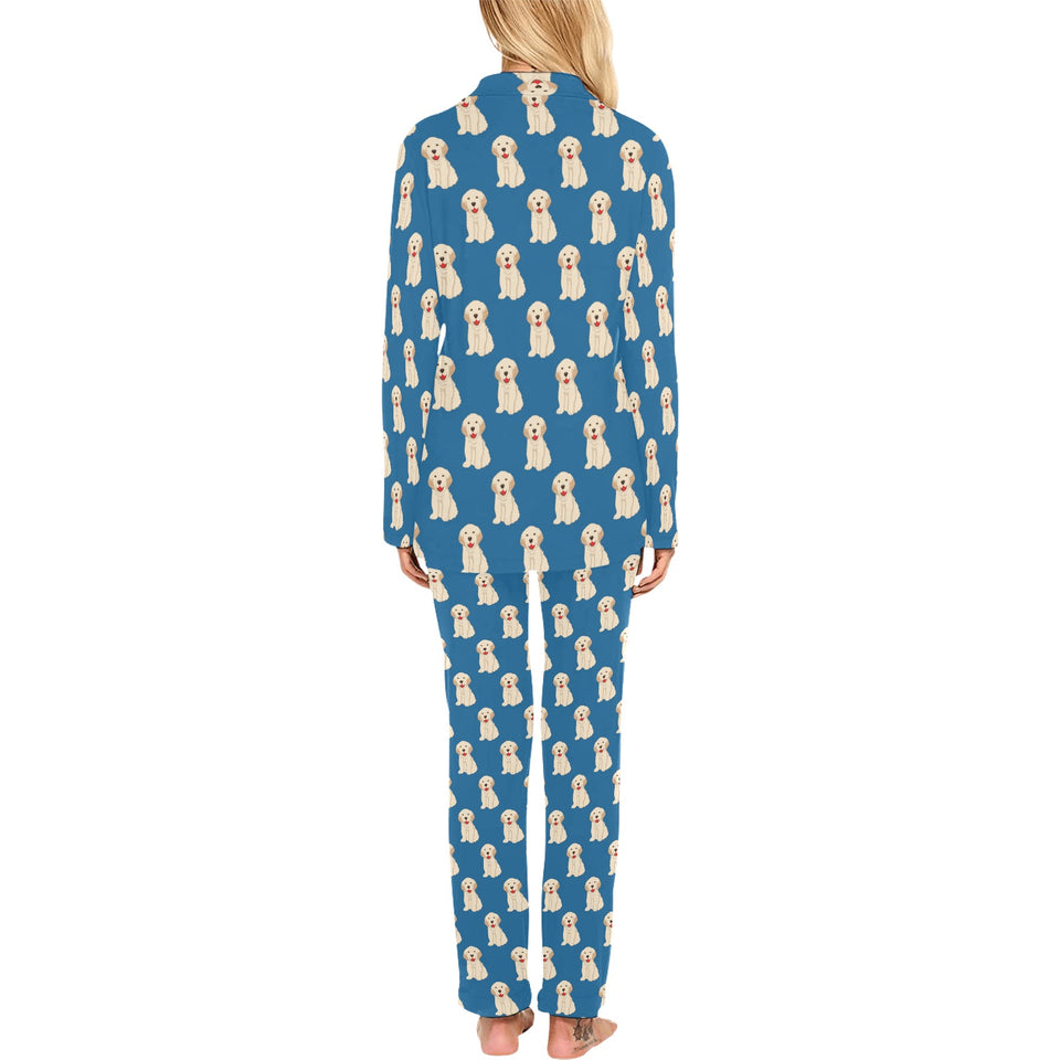 Golden Retriever Pattern Print Design 03 Women's Long Pajama Set