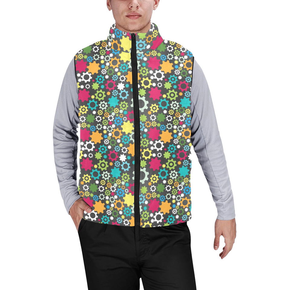 Gear Pattern Print Design 03 Men's Padded Vest
