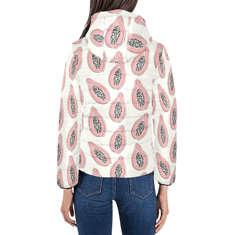 papaya pattern Women's Padded Hooded Jacket