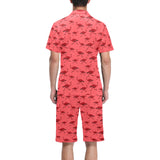 Ostrich Pattern Print Design 03 Men's V-Neck Short Pajama Set