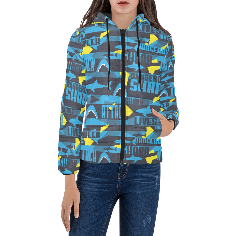 Shark dangerous Women's Padded Hooded Jacket