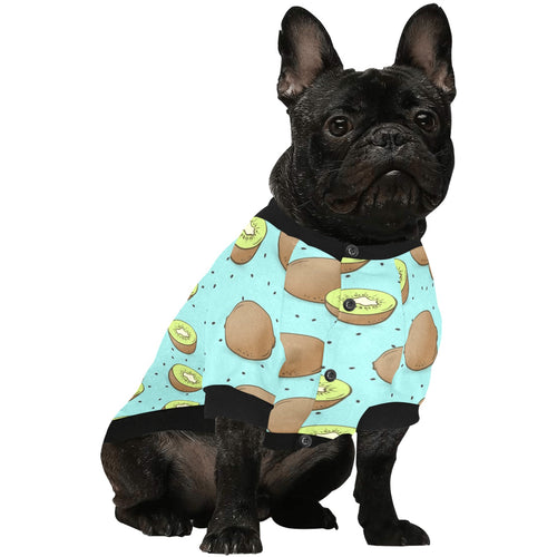Kiwi blue background All Over Print Pet Dog Round Neck Fuzzy Shirt