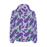 Eggplant Pattern Print Design 03 Men's Padded Hooded Jacket