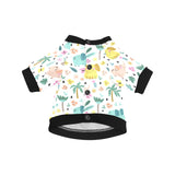 Cute elephants palm tree flower butterfly pattern All Over Print Pet Dog Round Neck Fuzzy Shirt