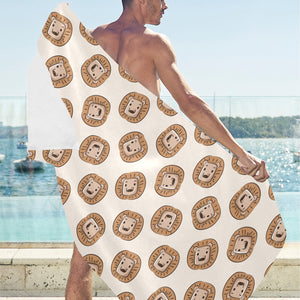 Lion Pattern Print Design 01 Beach Towel