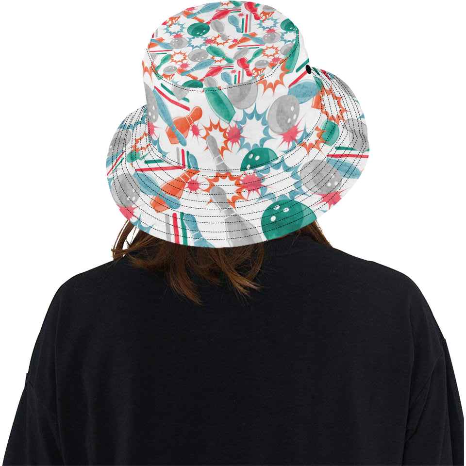 Watercolor bowling pattern Unisex Bucket Hat