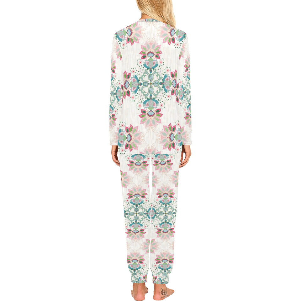 Square floral indian flower pattern Women's All Over Print Pajama Set