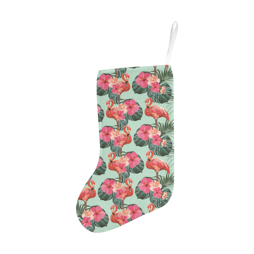 Beautiful flamingo tropical palm leaves hibiscus p Christmas Stocking