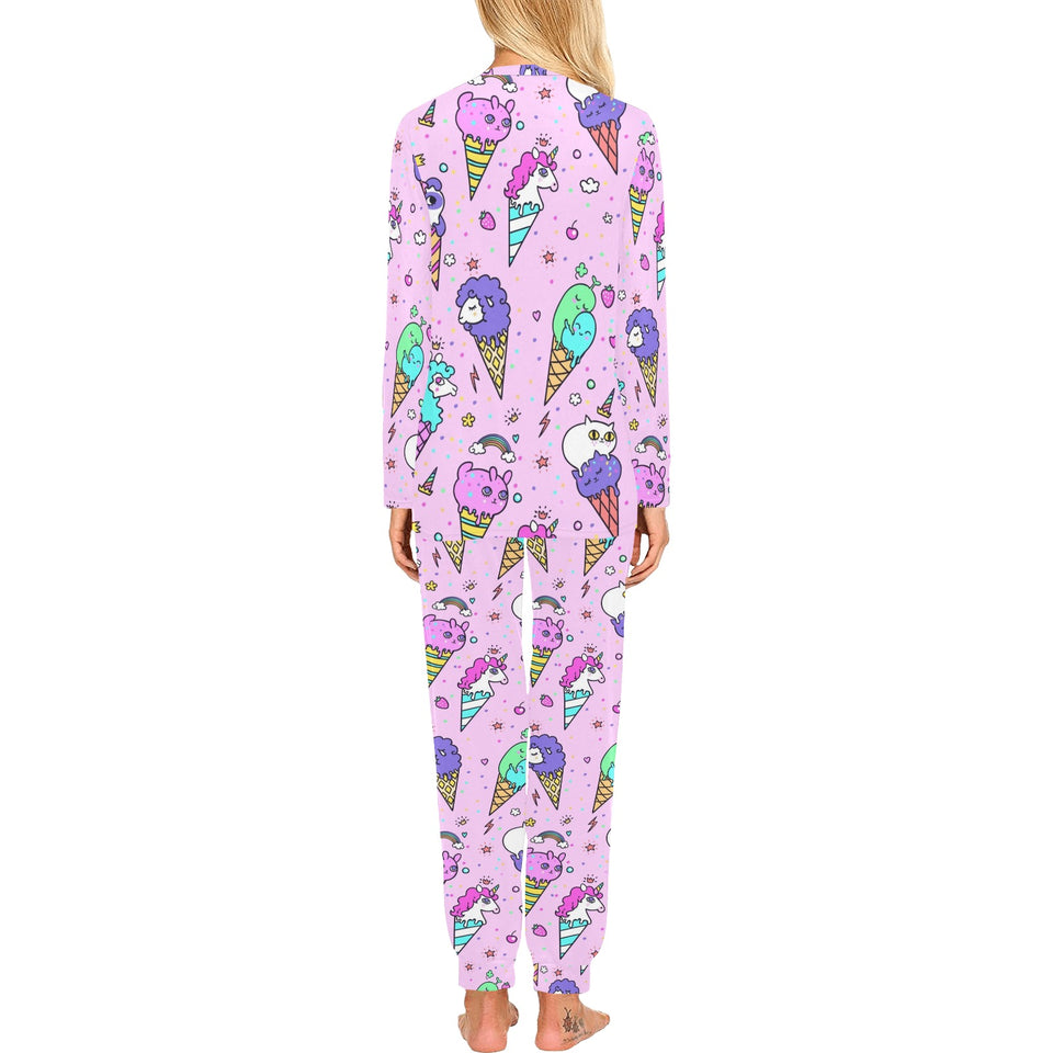 Cute ice cream cone animal pattern Women's All Over Print Pajama Set