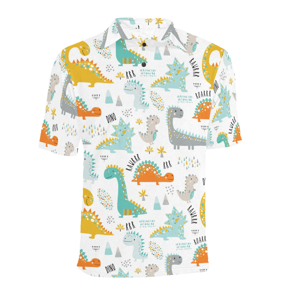 Cute funny kids dinosaurs pattern Men's All Over Print Polo Shirt