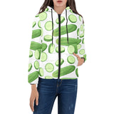 cucumber whole slices pattern Women's Padded Hooded Jacket