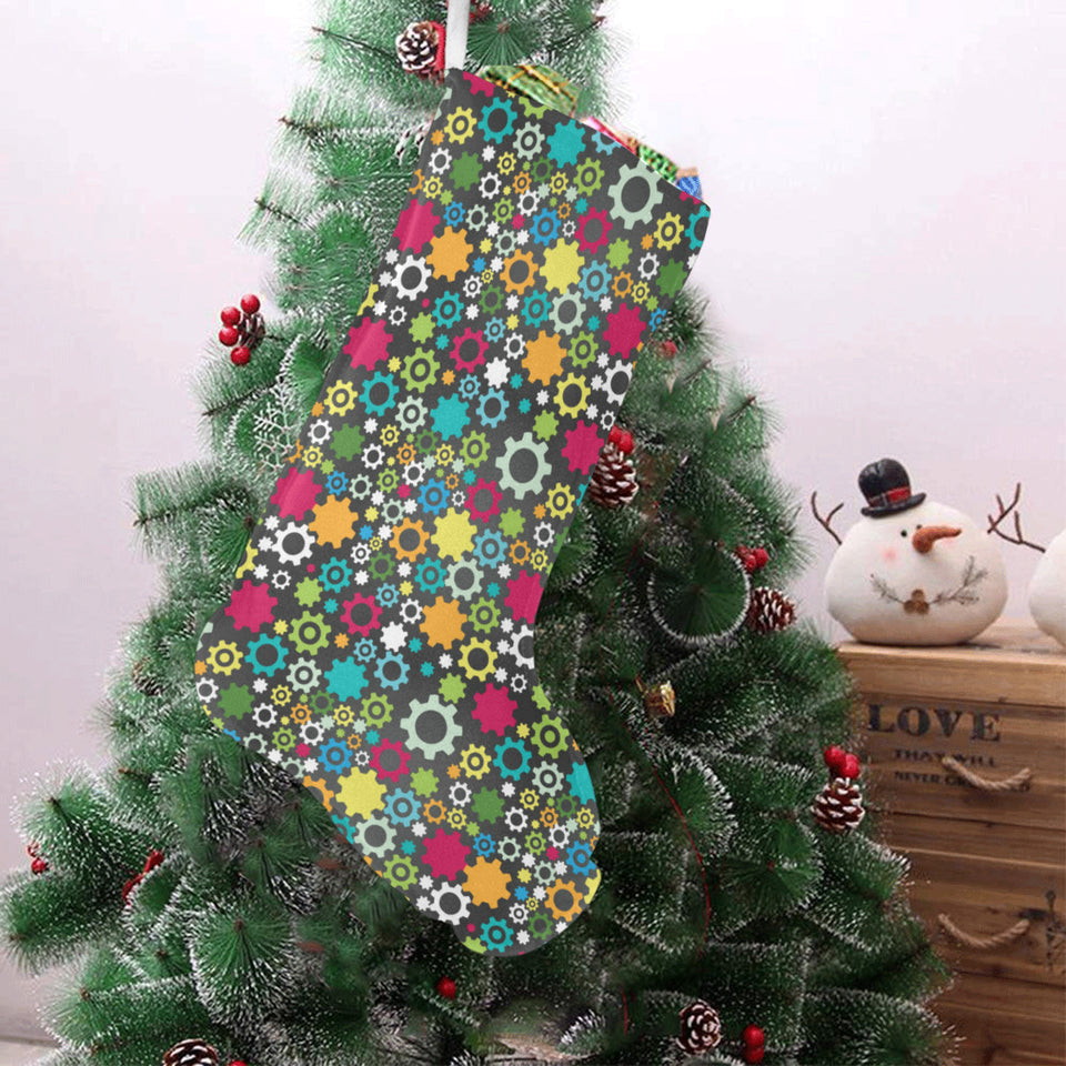 Gear Pattern Print Design 03 Christmas Stocking