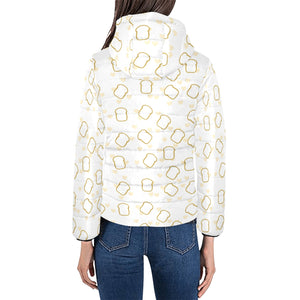 Bread Toast Pattern Print Design 01 Women's Padded Hooded Jacket