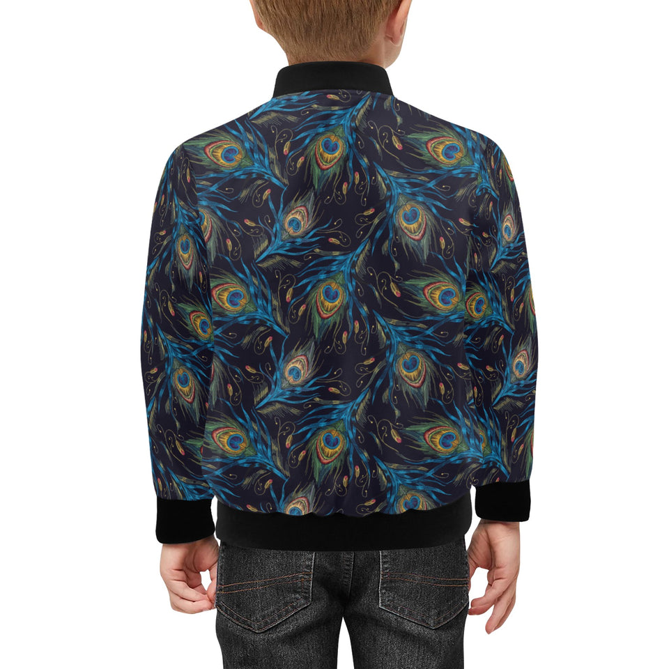 Beautiful peacock feather pattern Kids' Boys' Girls' Bomber Jacket