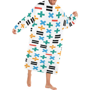 Math Pattern Print Design 05 Blanket Robe with Sleeves