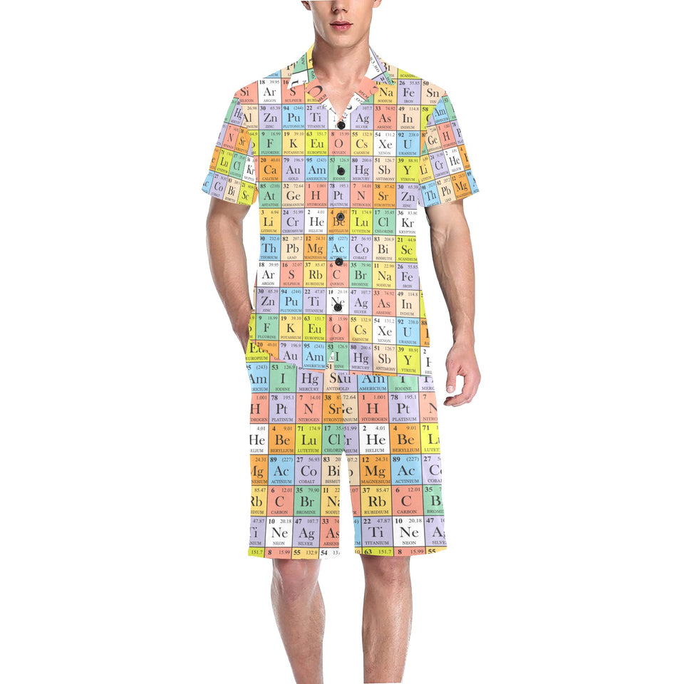 Chemistry Periodic Table Pattern Print Design 01 Men's V-Neck Short Pajama Set