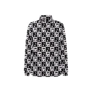 Music Notes Pattern Print Design 01 Women's Long Sleeve Polo Shirt