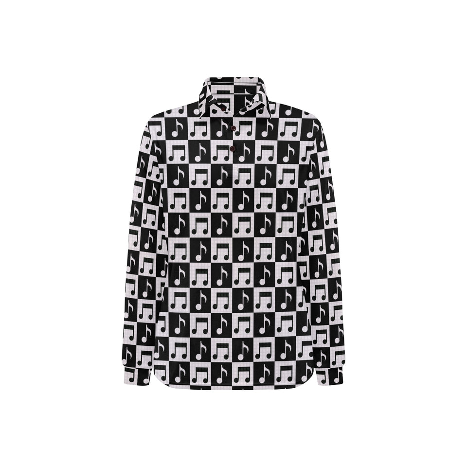 Music Notes Pattern Print Design 01 Women's Long Sleeve Polo Shirt