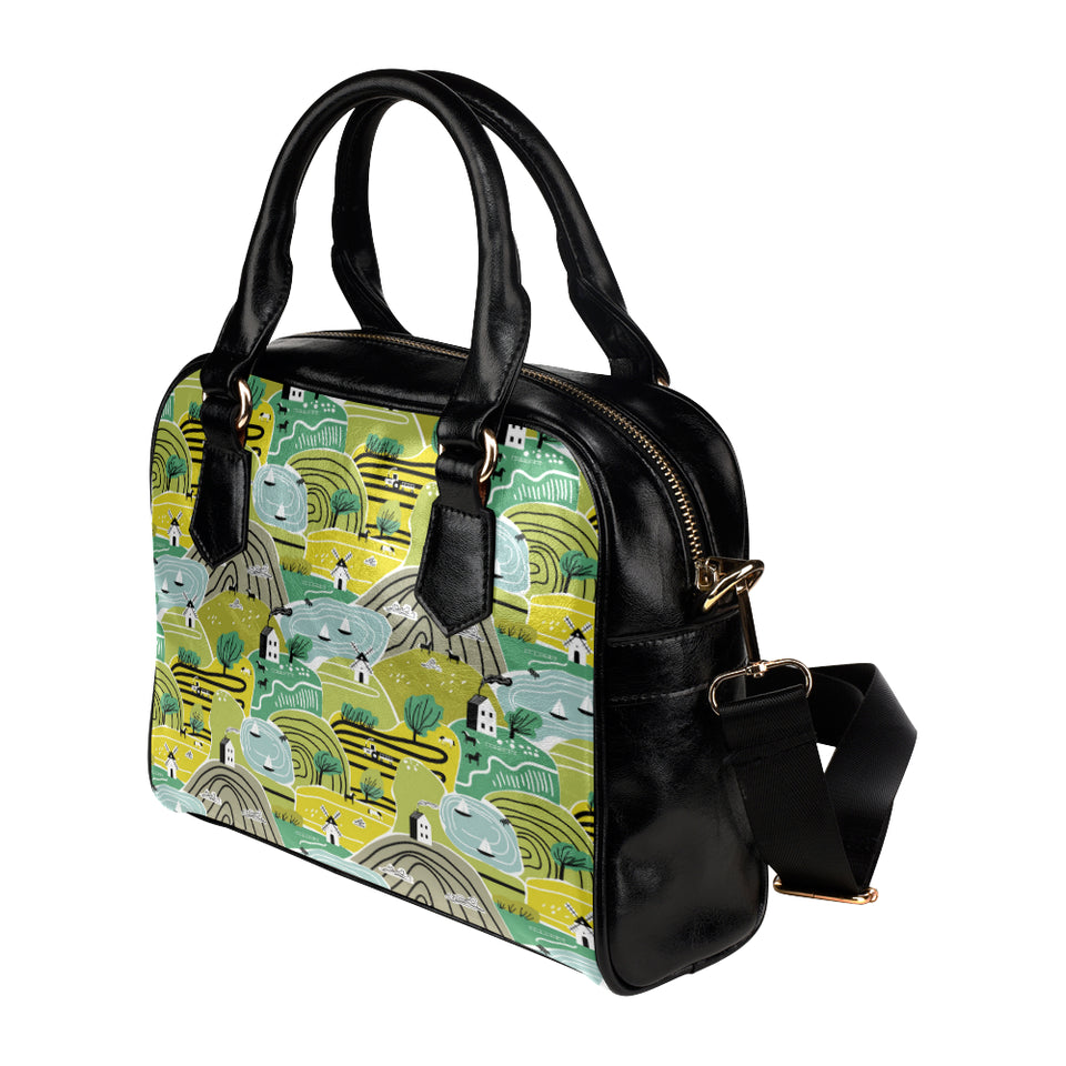Hand drawn windmill pattern Shoulder Handbag