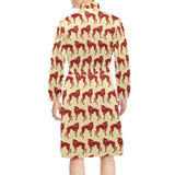 Greyhound Pattern Print Design 04 Men's Long Sleeve Belted Night Robe
