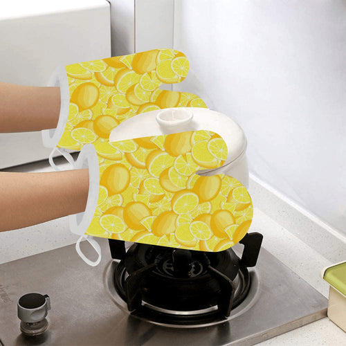 lemon pattern Heat Resistant Oven Mitts