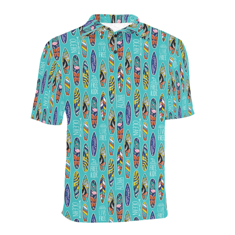 Surfboard Pattern Print Design 05 Men's All Over Print Polo Shirt