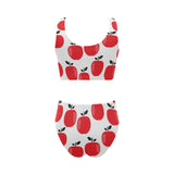 red apples white background Chest Bowknot High Waisted Bikini Swimsuit