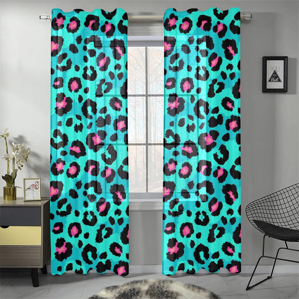 Green leopard skin print pattern Gauze Curtain