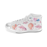 Watercolor air balloon cloud pattern Women's High Top Canvas Shoes White