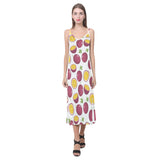 Passion fruit design pattern V-Neck Open Fork Long Dress