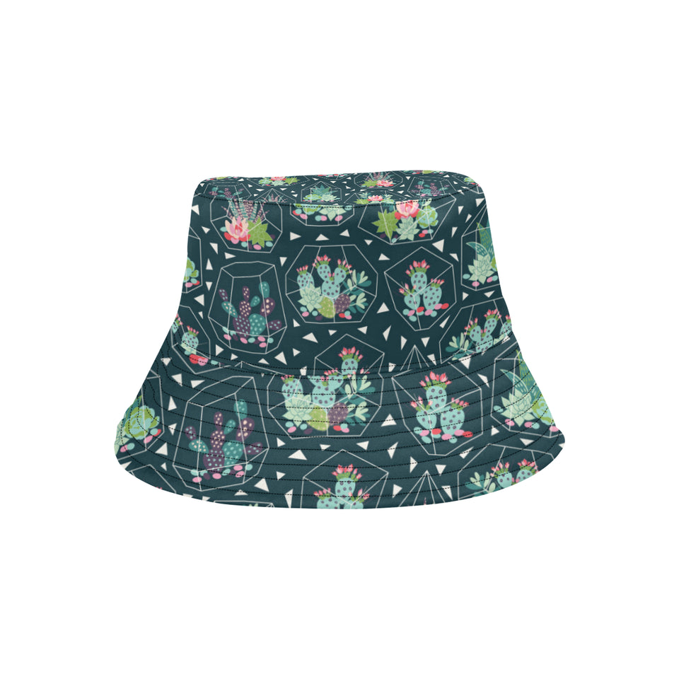 Cactus glass terrarium pattern Unisex Bucket Hat