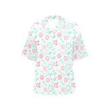 Clock time pattern blackground Women's All Over Print Hawaiian Shirt