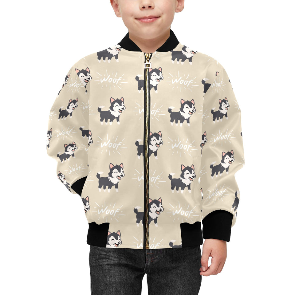Cute Siberian Husky Kids' Boys' Girls' Bomber Jacket