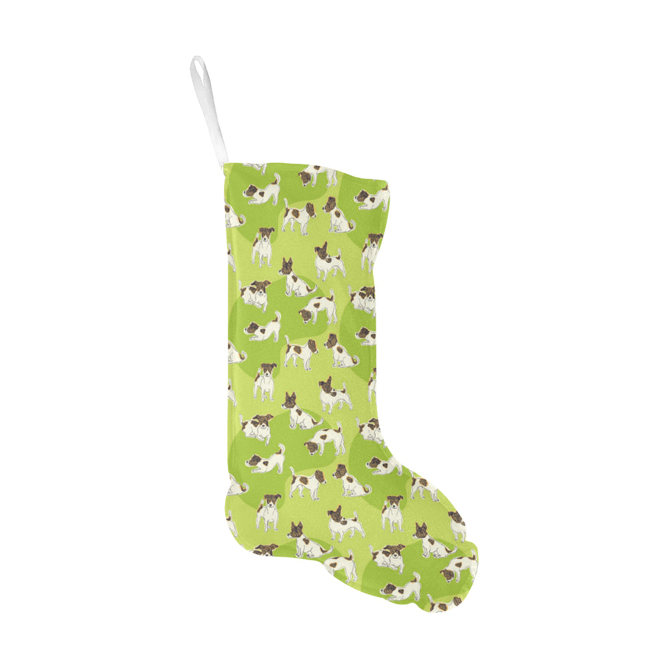 Jack Russel Pattern Print Design 01 Christmas Stocking