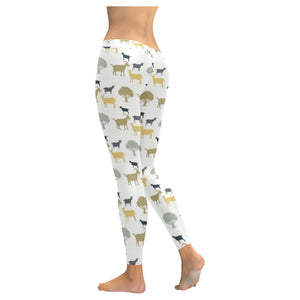 Silhouettes of goat and tree pattern Women's Legging Fulfilled In US