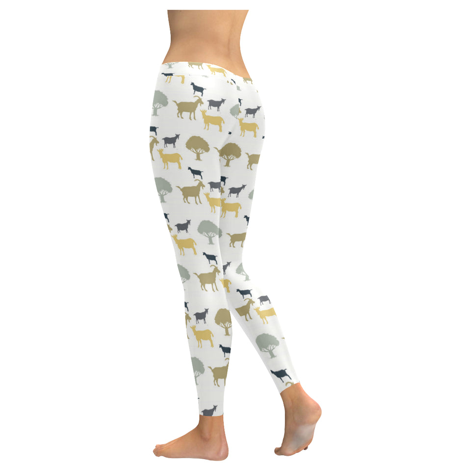 Silhouettes of goat and tree pattern Women's Legging Fulfilled In US