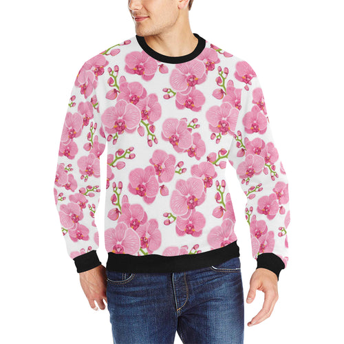 pink purple orchid pattern background Men's Crew Neck Sweatshirt