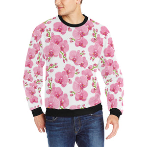 pink purple orchid pattern background Men's Crew Neck Sweatshirt