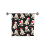 Christmas Pugs Santa_s red cap pattern Bath Towel