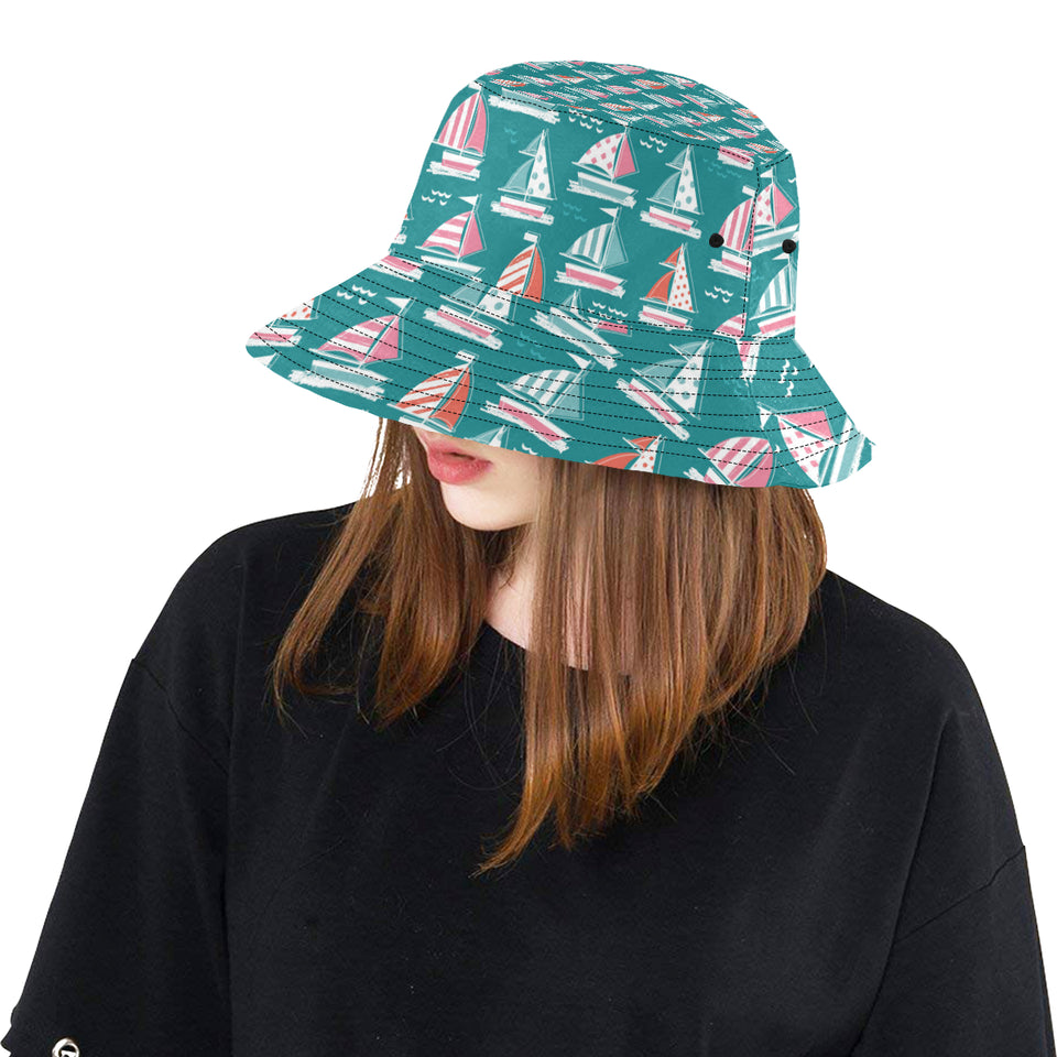 Cute sailboat pattern Unisex Bucket Hat