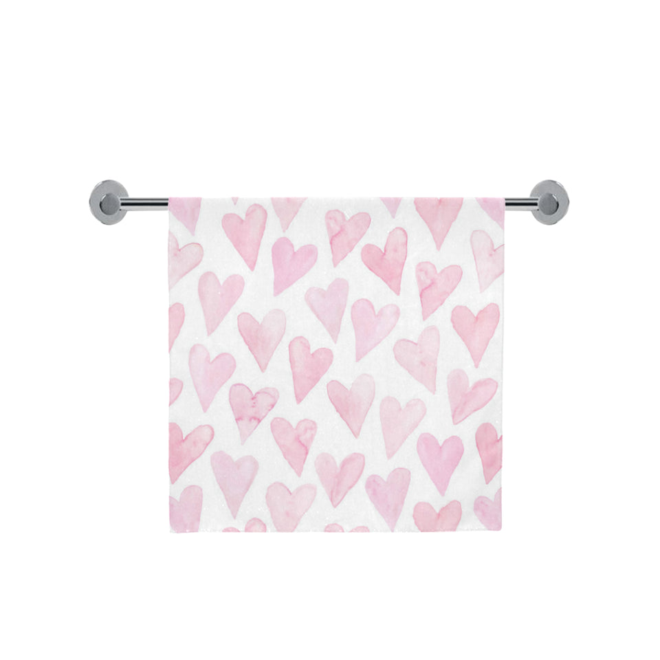 Watercolor pink heart pattern Bath Towel