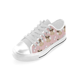 Cute unicorn pug pattern Men's Low Top Shoes White